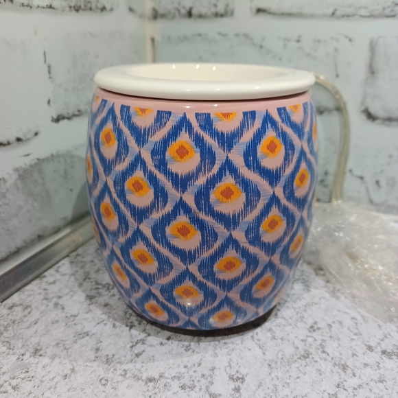 Blue Orange Ikat Pink Zebra Simmer Pot Wax Warmer warms oil liquid fragrance - Picture 1 of 2
